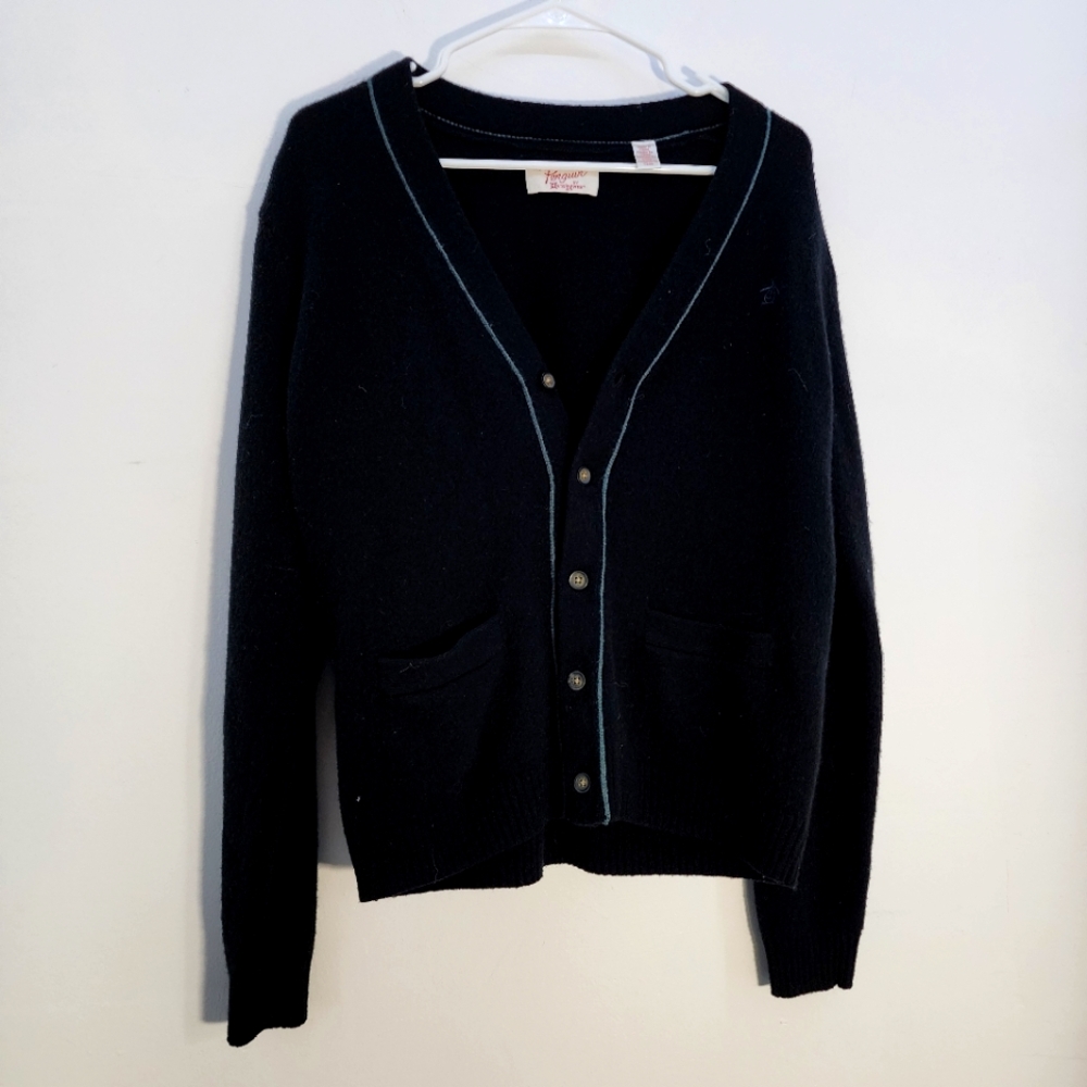 Original Penguin Black Cardigan Sweater Lambswool Large